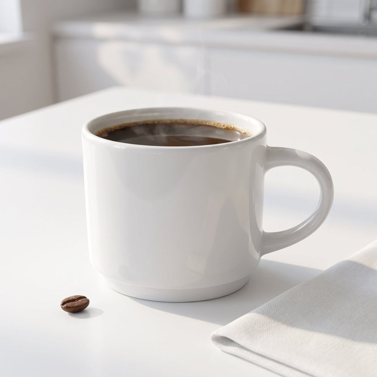 Classic white coffee mug – Minimalist ceramic mug for tea and coffee