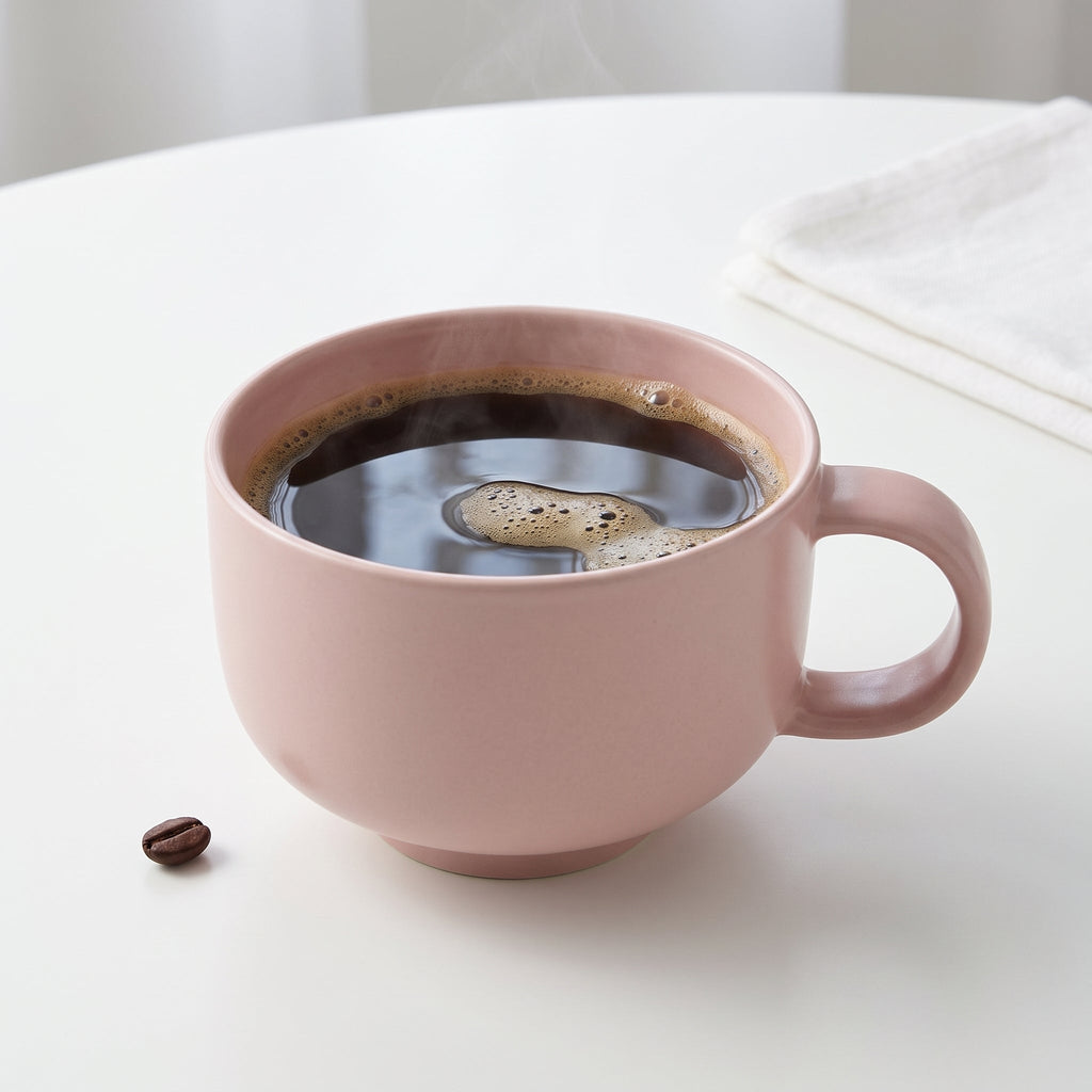 Powder pink ceramic coffee cup – Elegant, rounded design