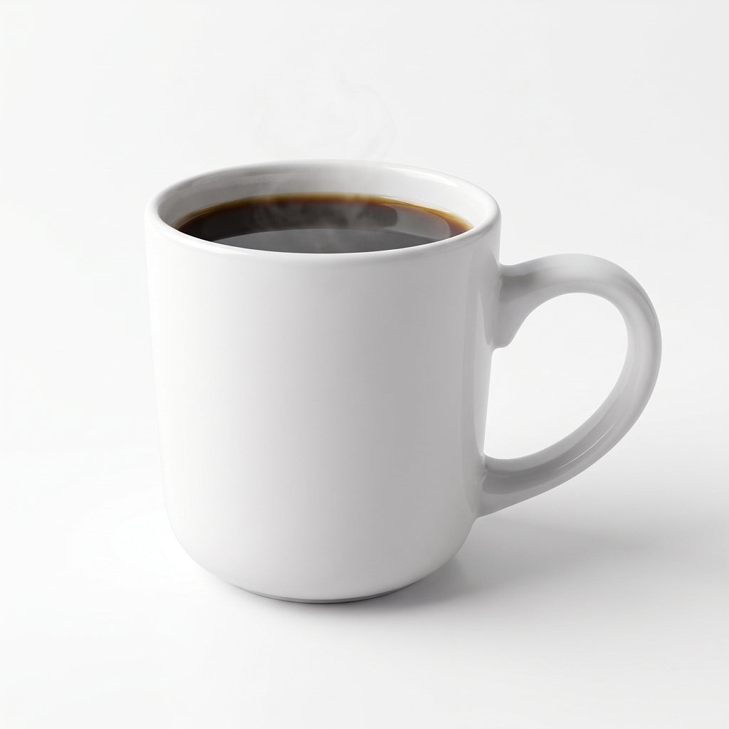 Plain white stoneware coffee mug – 13 oz / 369 ml