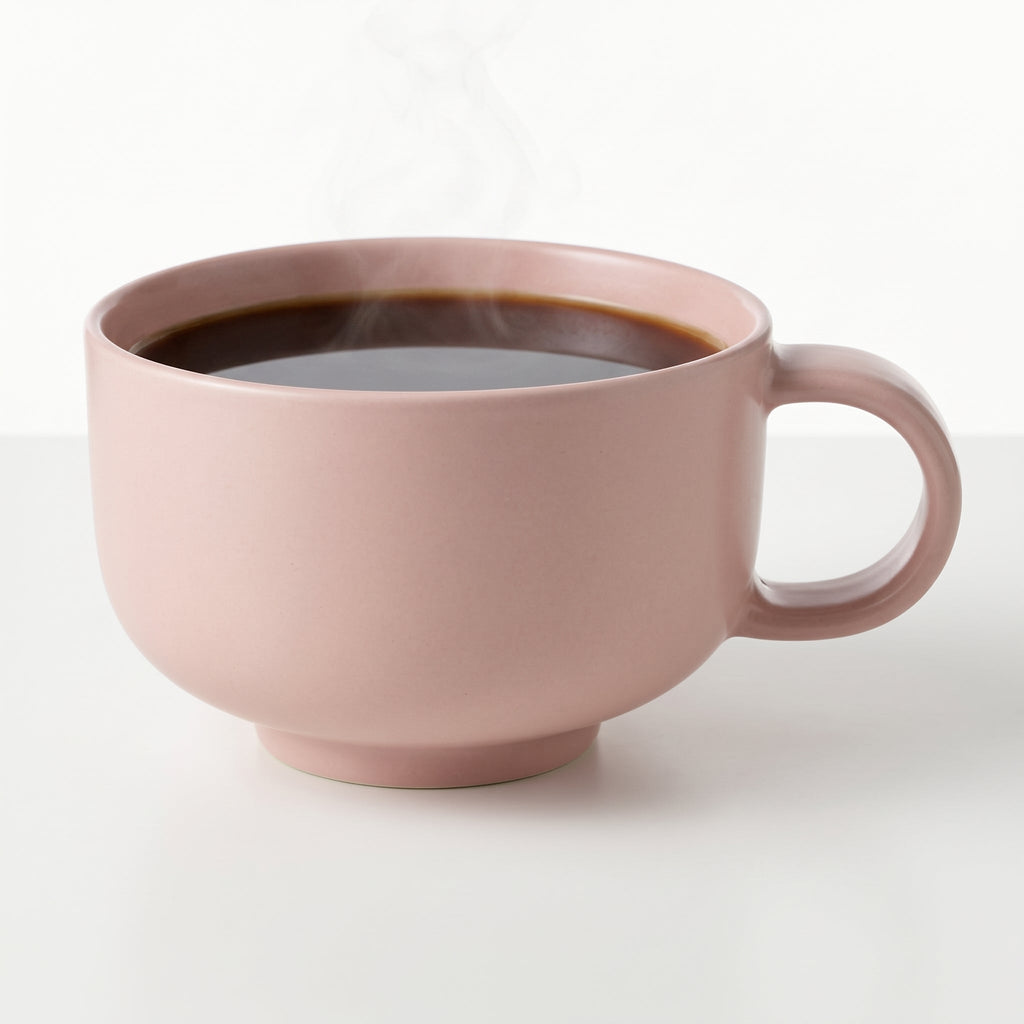 Powder pink ceramic coffee cup – Elegant, rounded design